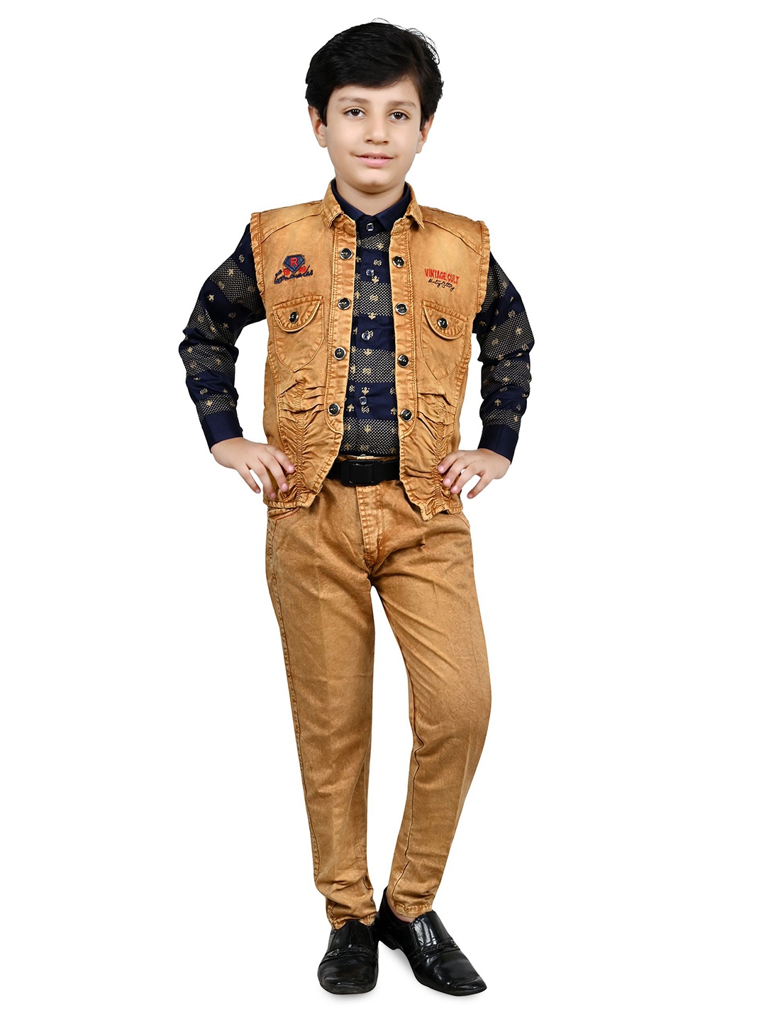 

Arshia Fashions Boys Shirt with Trousers, Brown