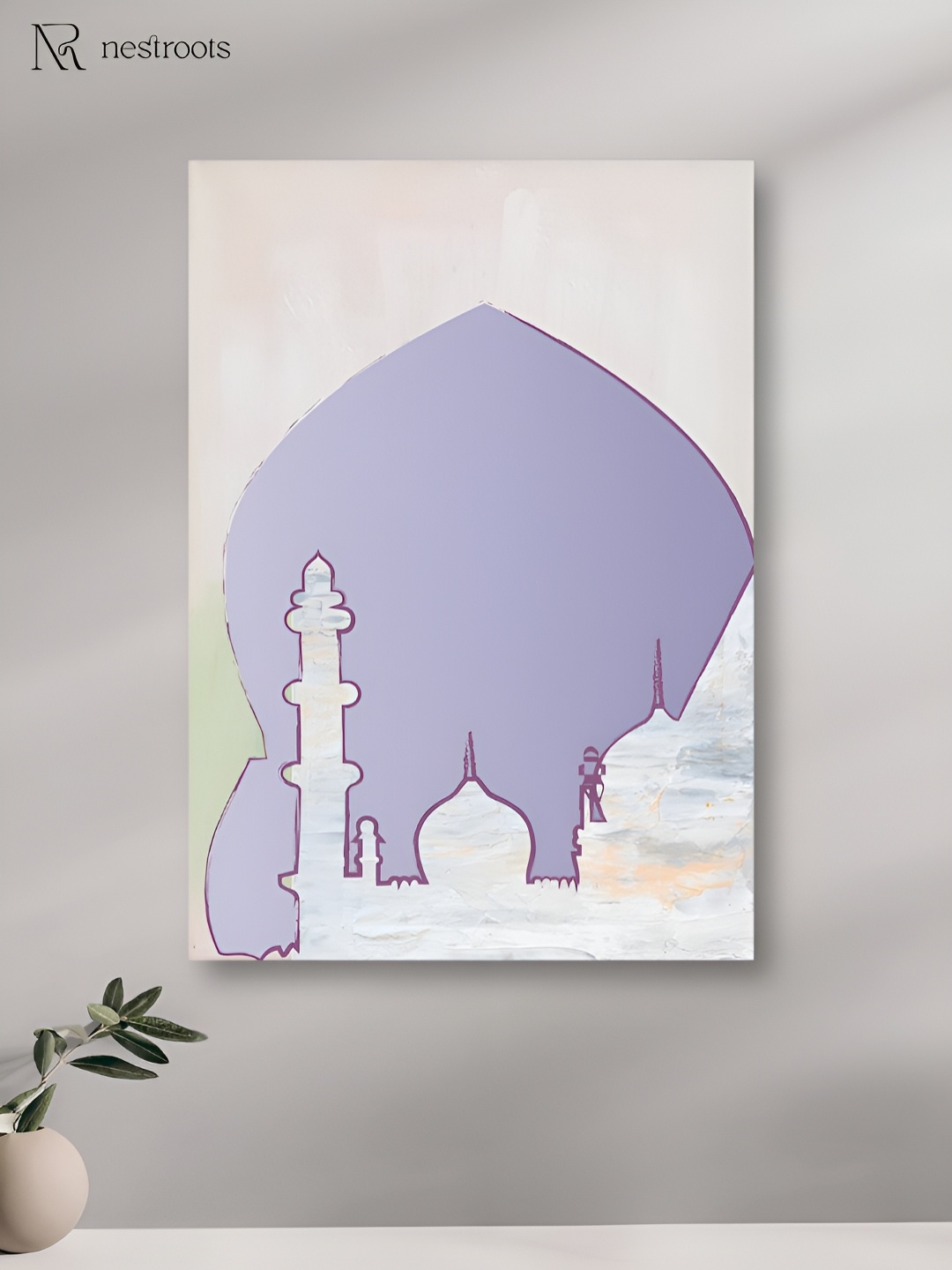 

nestroots White & Purple Beautiful Islamic Tomb Religious Canvas Wall Art