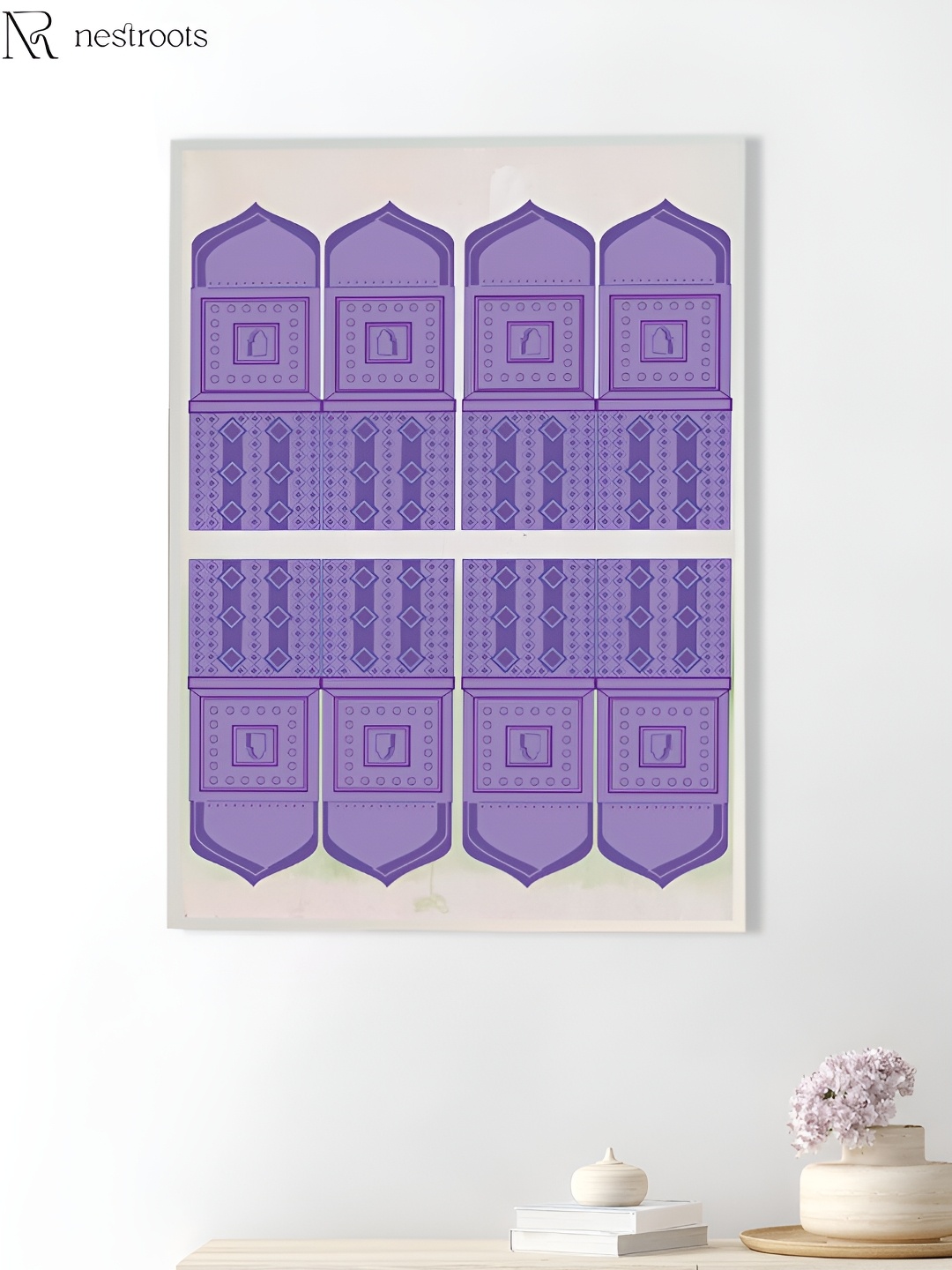 

Nestroots Purple & Off White Islamic Tomb Canvas Abstract Wall Art