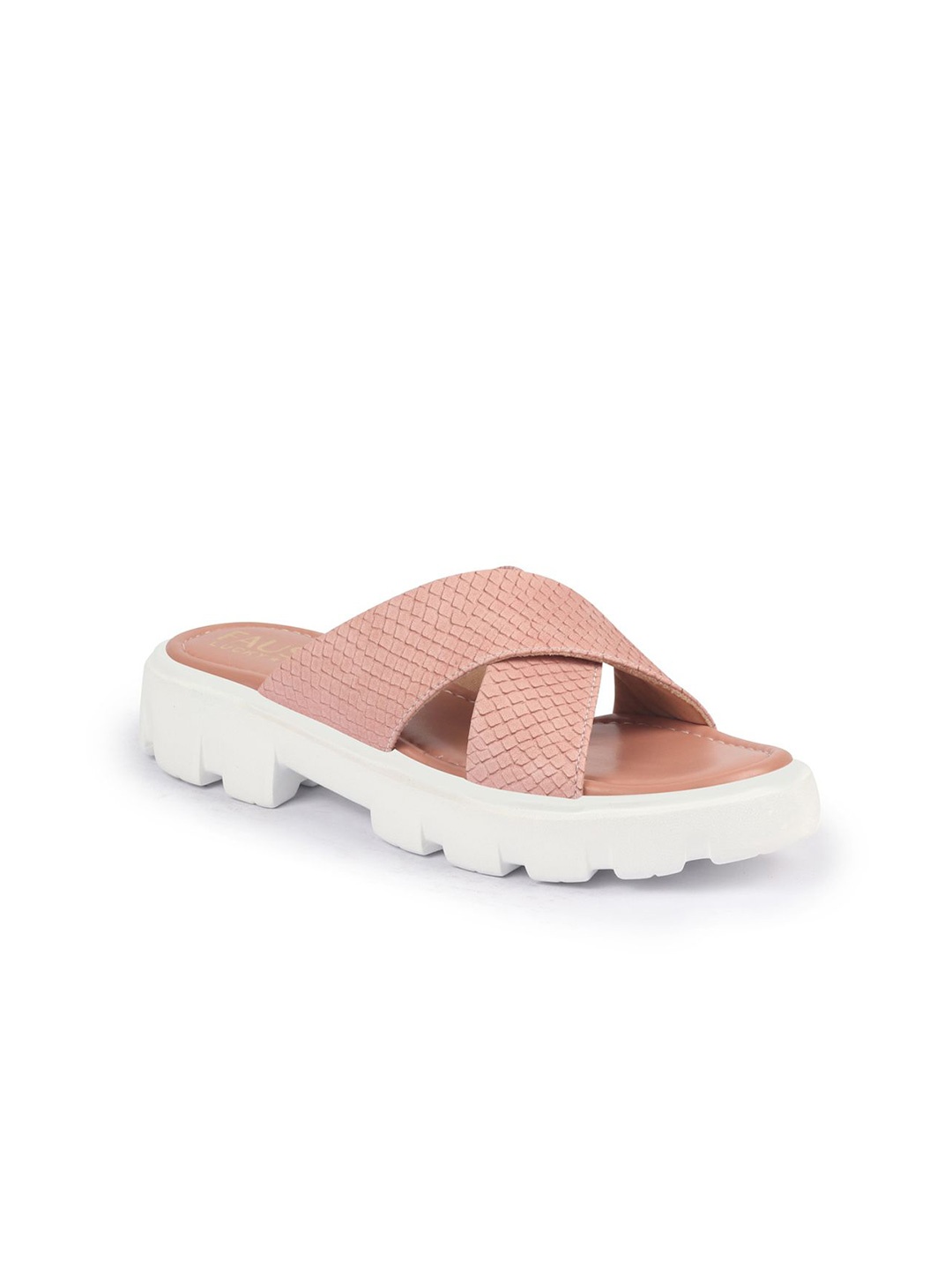 

FAUSTO Women Textured Open Toe Flats, Pink