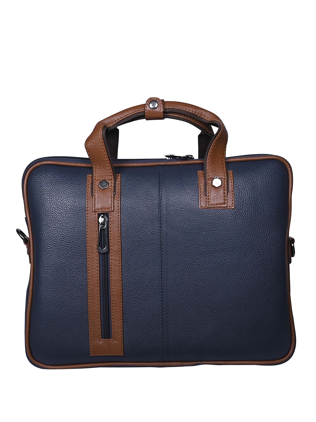 

Calvadoss Men Up To 15 Inch Textured Leather Laptop Bag, Navy blue