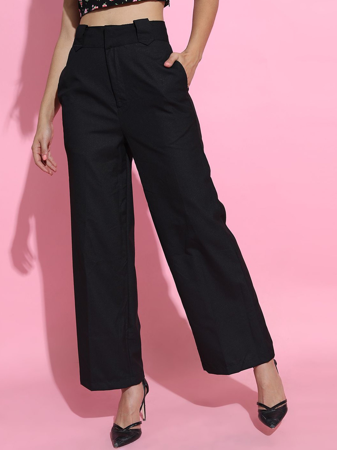 

Tokyo Talkies Women Flared Trousers, Black