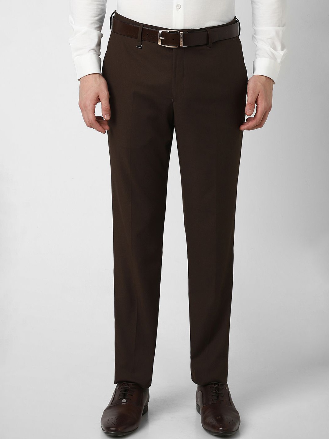 

Van Heusen Men Solid Slim Fit Trousers, Brown