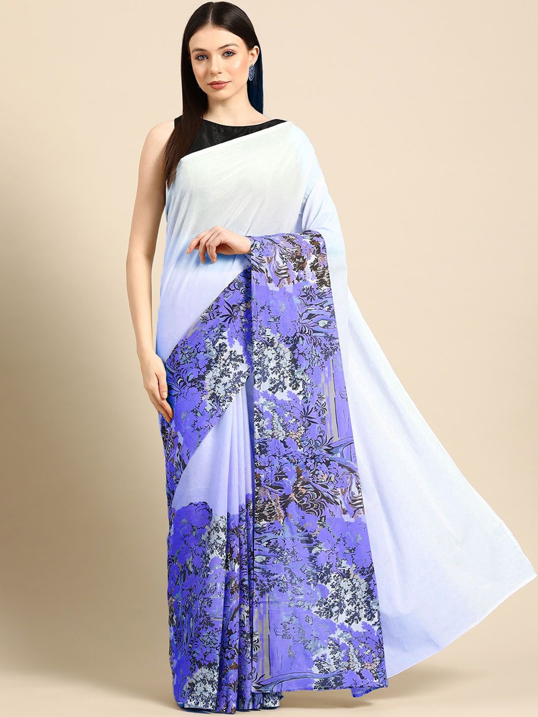 

BUTA BUTI Pure Cotton Saree, Blue