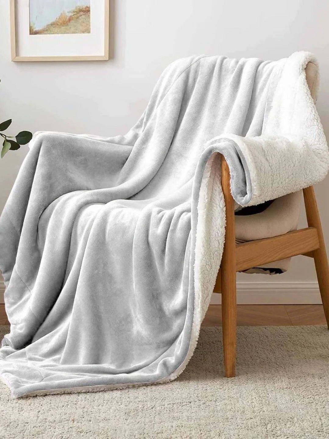 

LA VERNE Grey & White Heavy Winter 500 GSM Double Bed Blanket