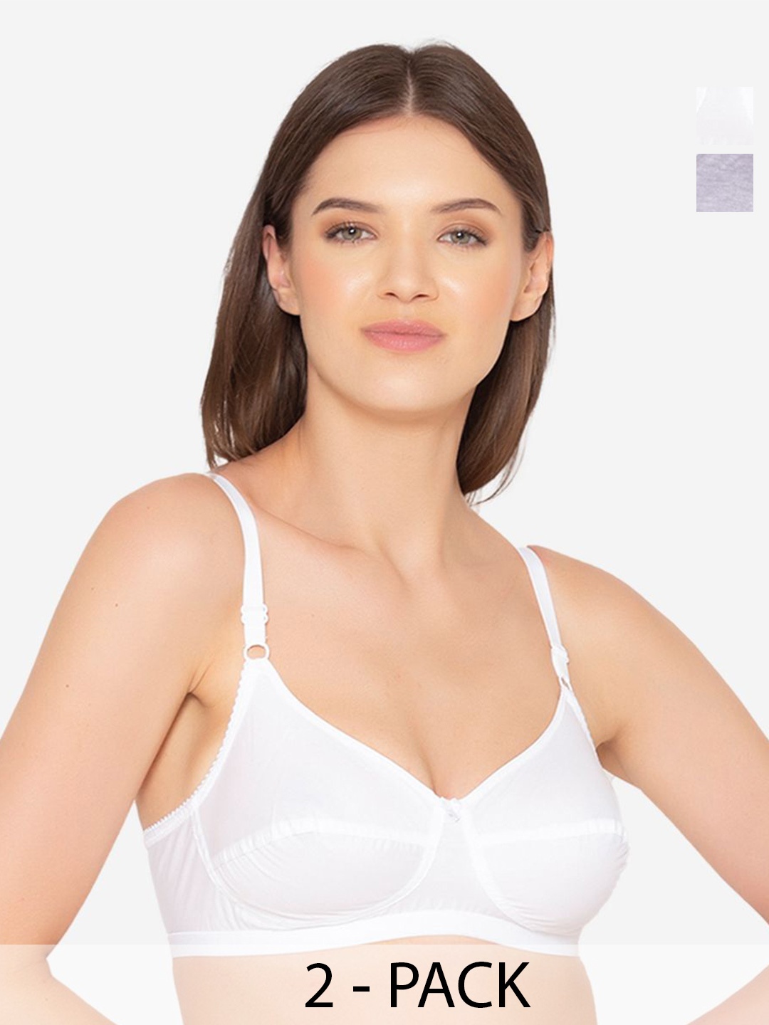 

GROVERSONS Paris Beauty Full Coverage Solid Non Padded Bra Pack of 2, Grey