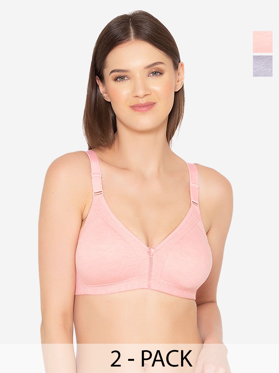 

GROVERSONS Paris Beauty Full Coverage Solid Bra Pack of 2, Grey melange