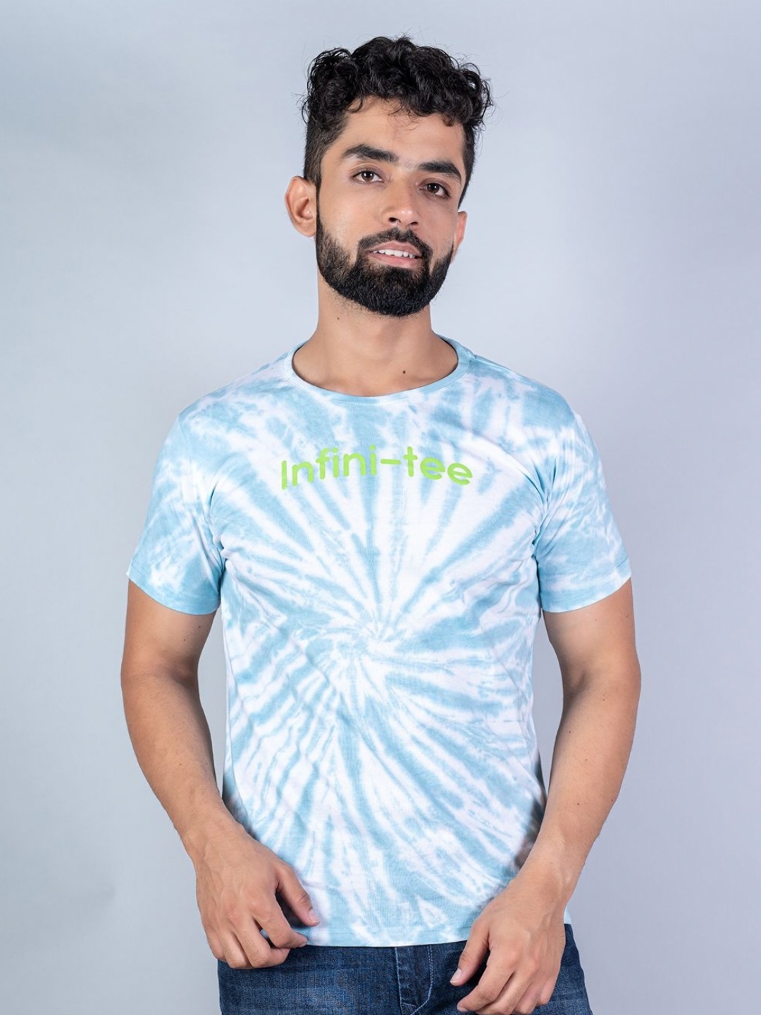 

Tistabene Men Printed Tropical Raw Edge T-shirt, Blue