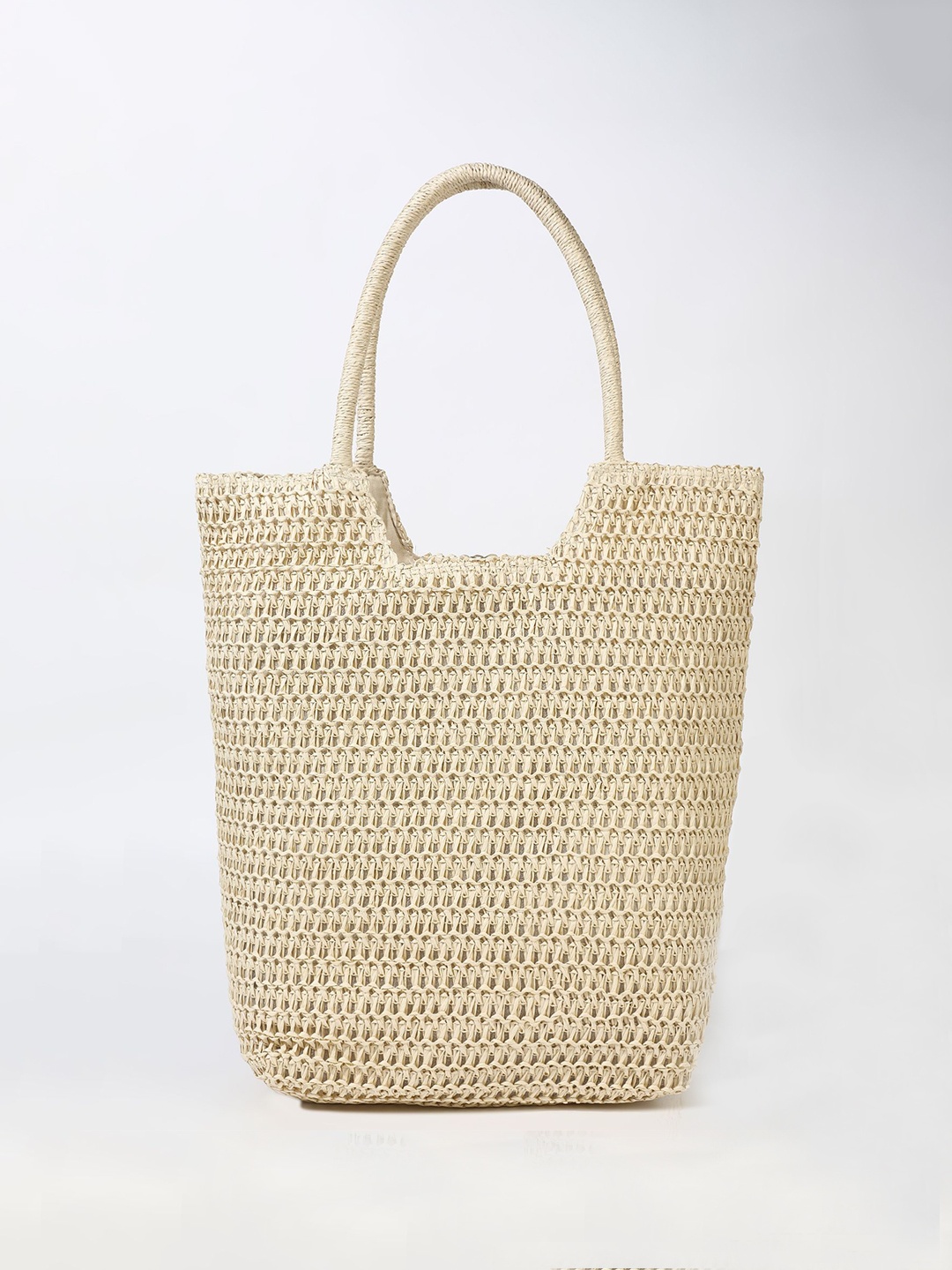 

LULU & SKY Oversized Bucket Handheld Bag with Quilted, Beige