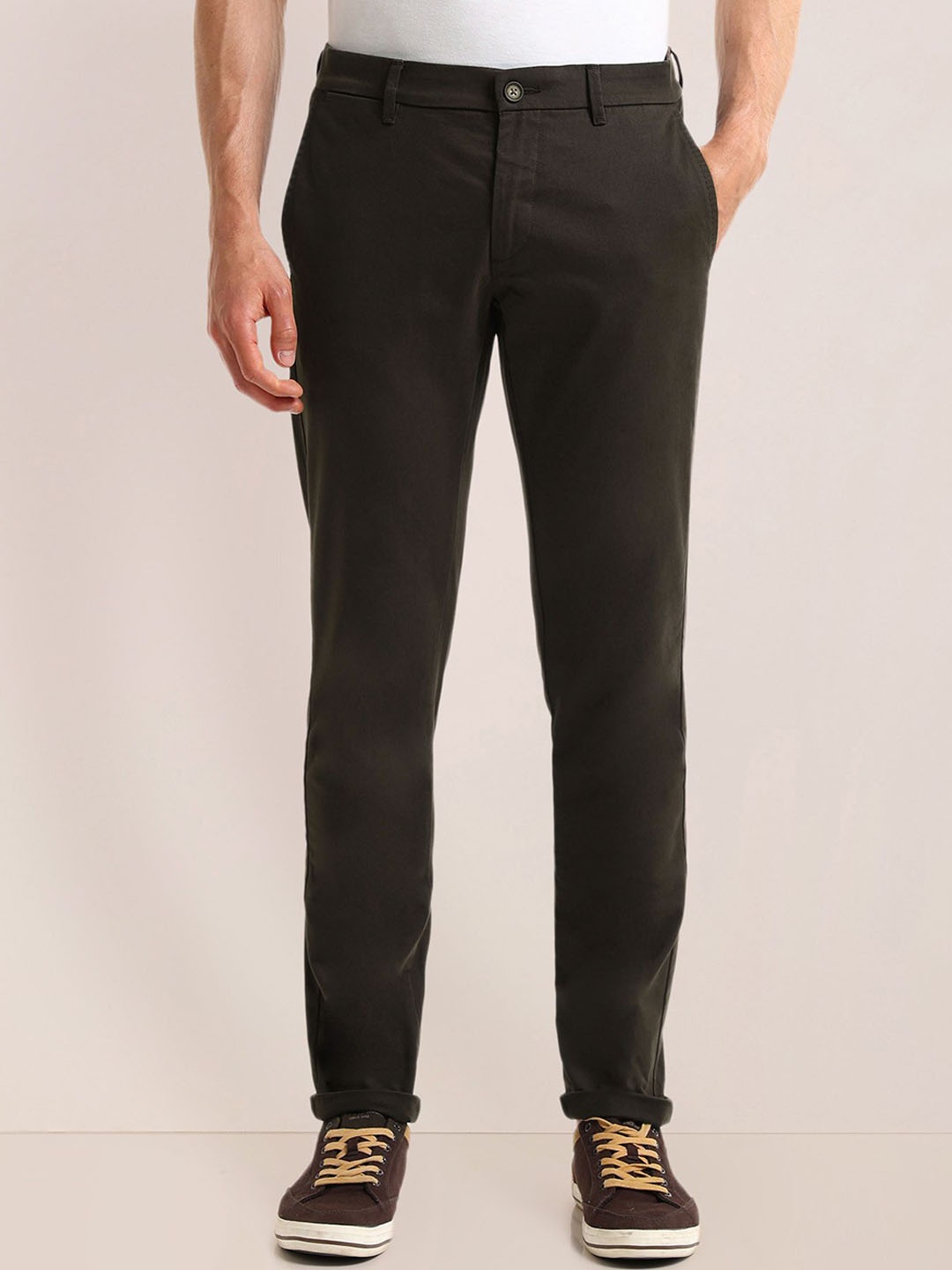 

U.S. Polo Assn. Men Solid Urban Slim Slim Fit Chinos Casual Trousers, Brown