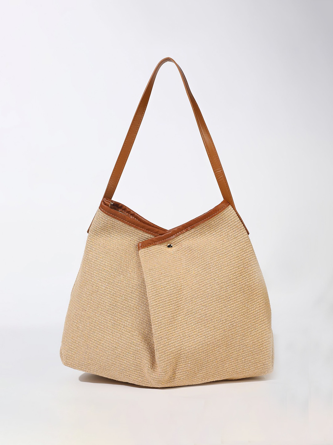 

LULU & SKY Textured Oversized Structured Hobo Bag, Brown
