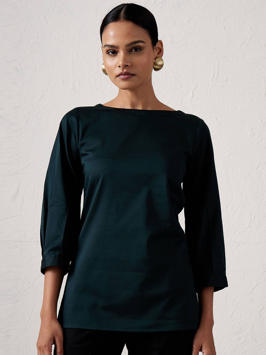 

SALT ATTIRE Women Solid Round Neck Top, Green