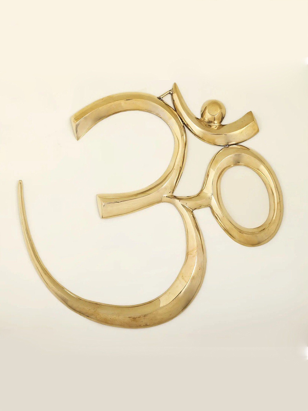 

Exotic India 10" Brass Om Wall Hanging, Gold