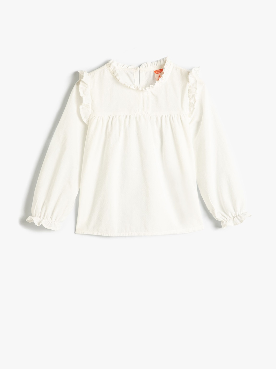 

Koton Girls Mandarin Collar Solid Cotton Casual Shirt, White
