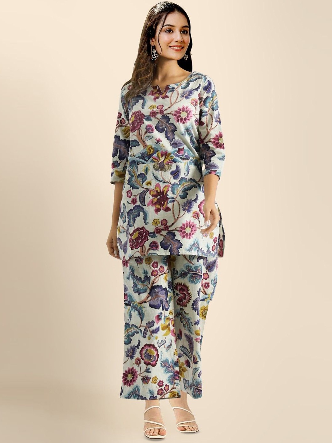 

TOOCHKI Printed Tunic & Palazzo Co-Ords, Blue