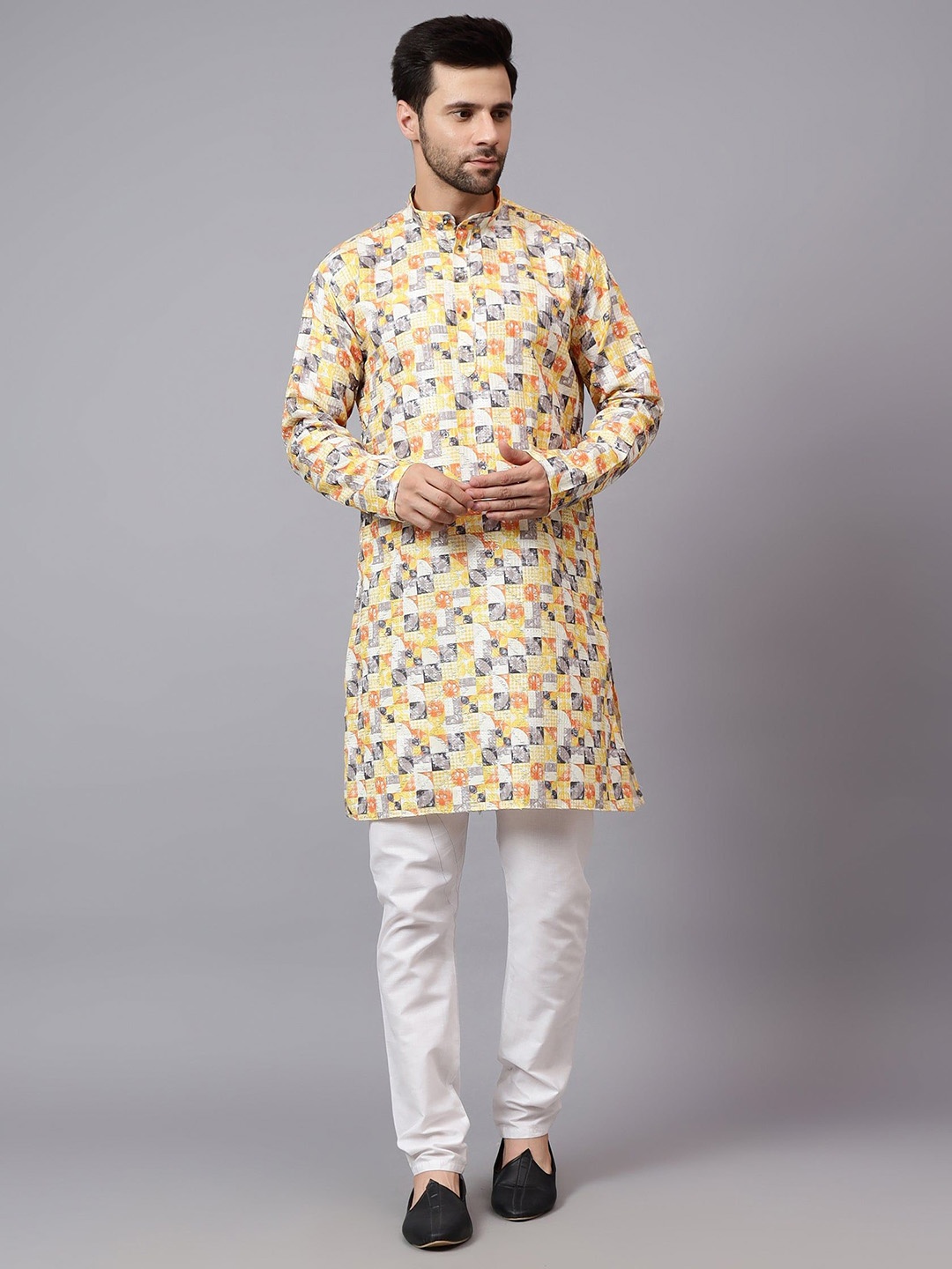 

Yugnik Men Regular Kurta with Pyjamas, Yellow