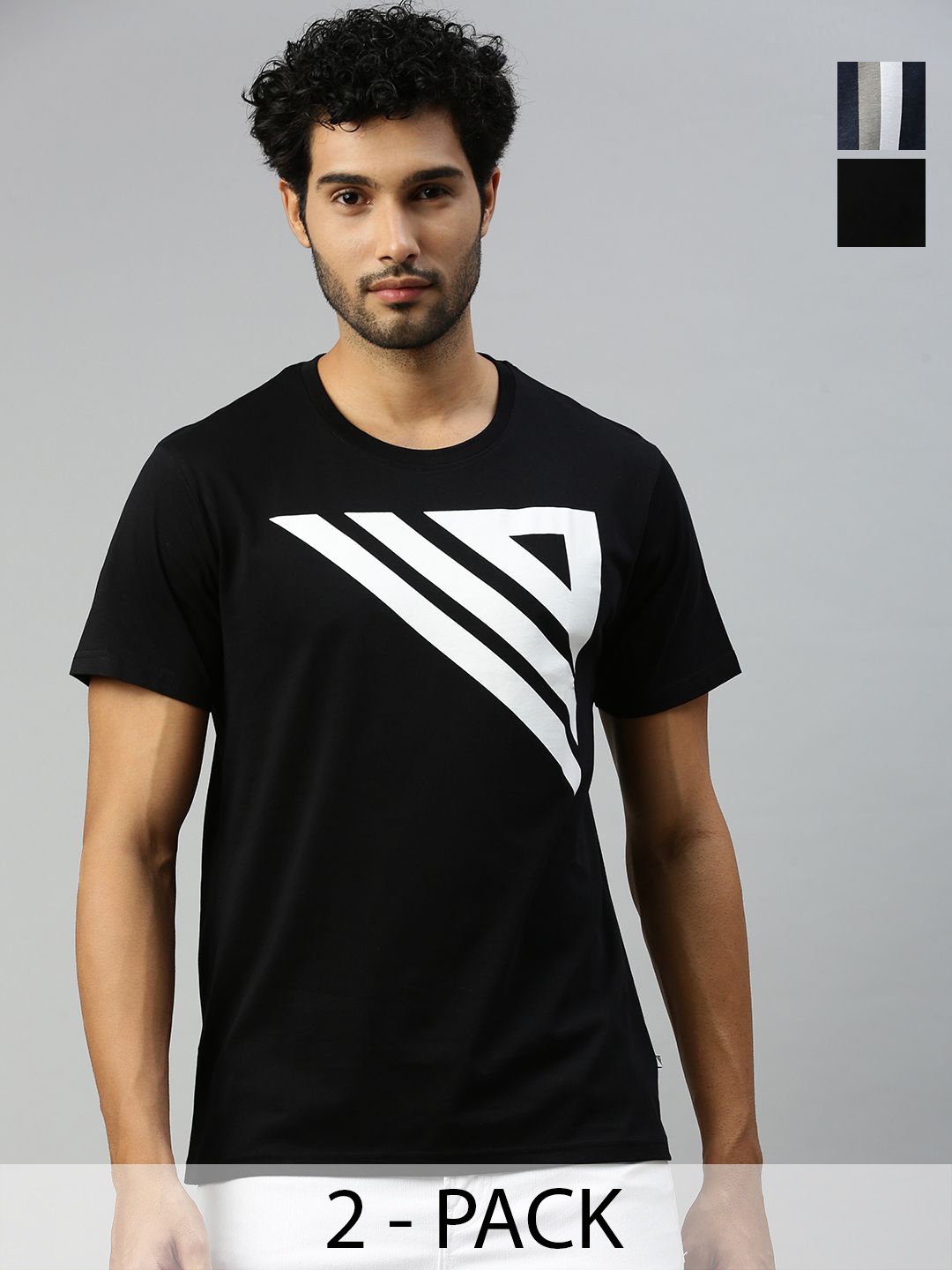 

Unibro Men 2 Printed T-shirt, Black