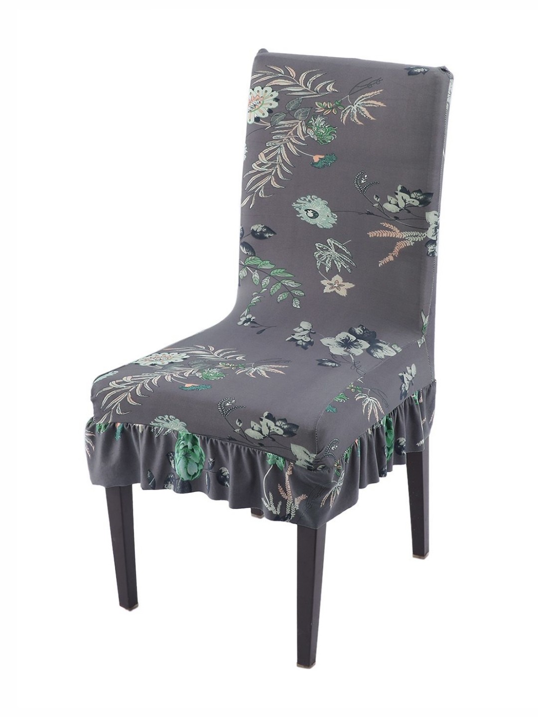 

HOKIPO Grey Printed Frill Chair Cover