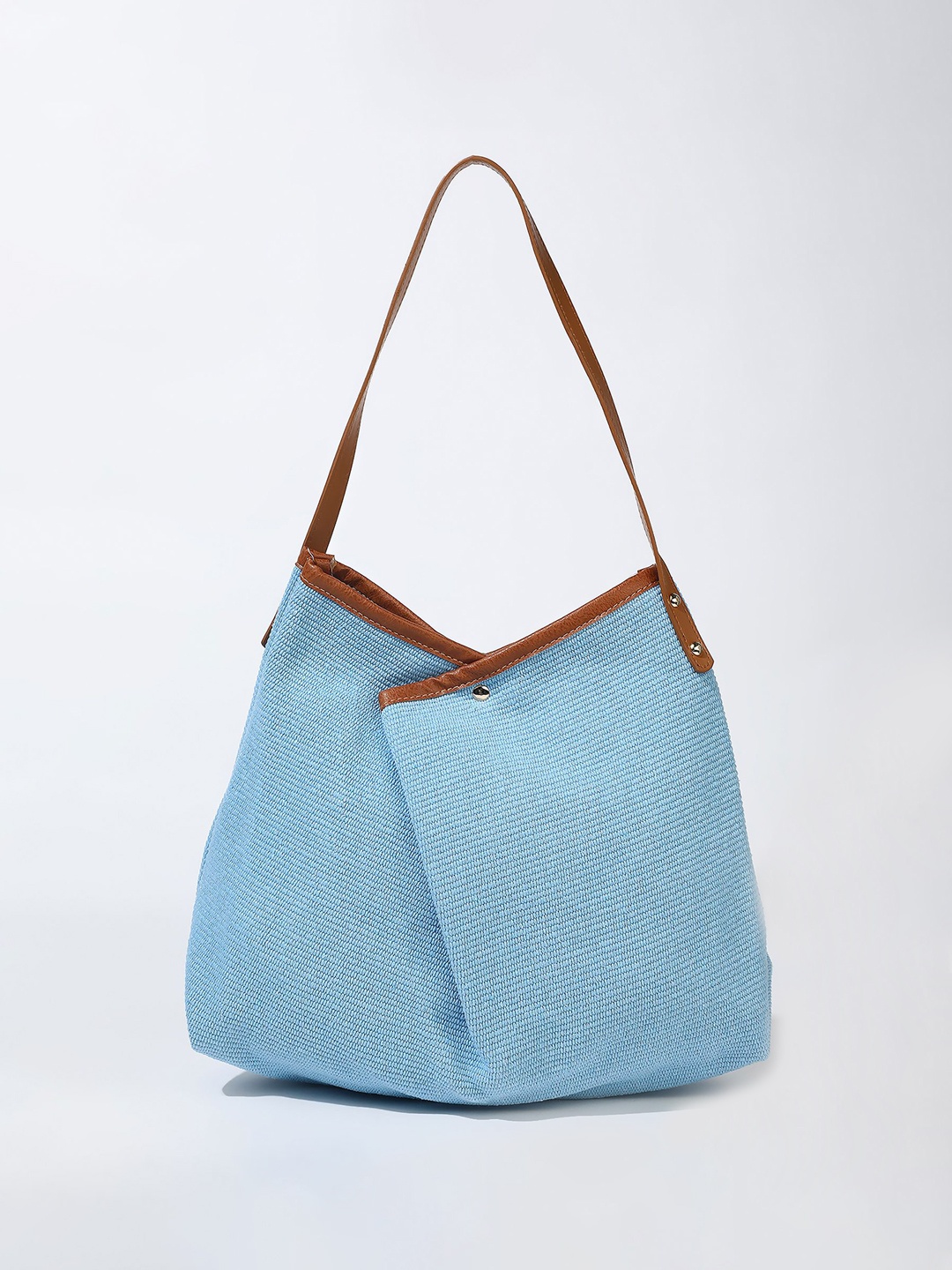 

LULU & SKY Oversized Structured Hobo Bag with Cut Work, Blue