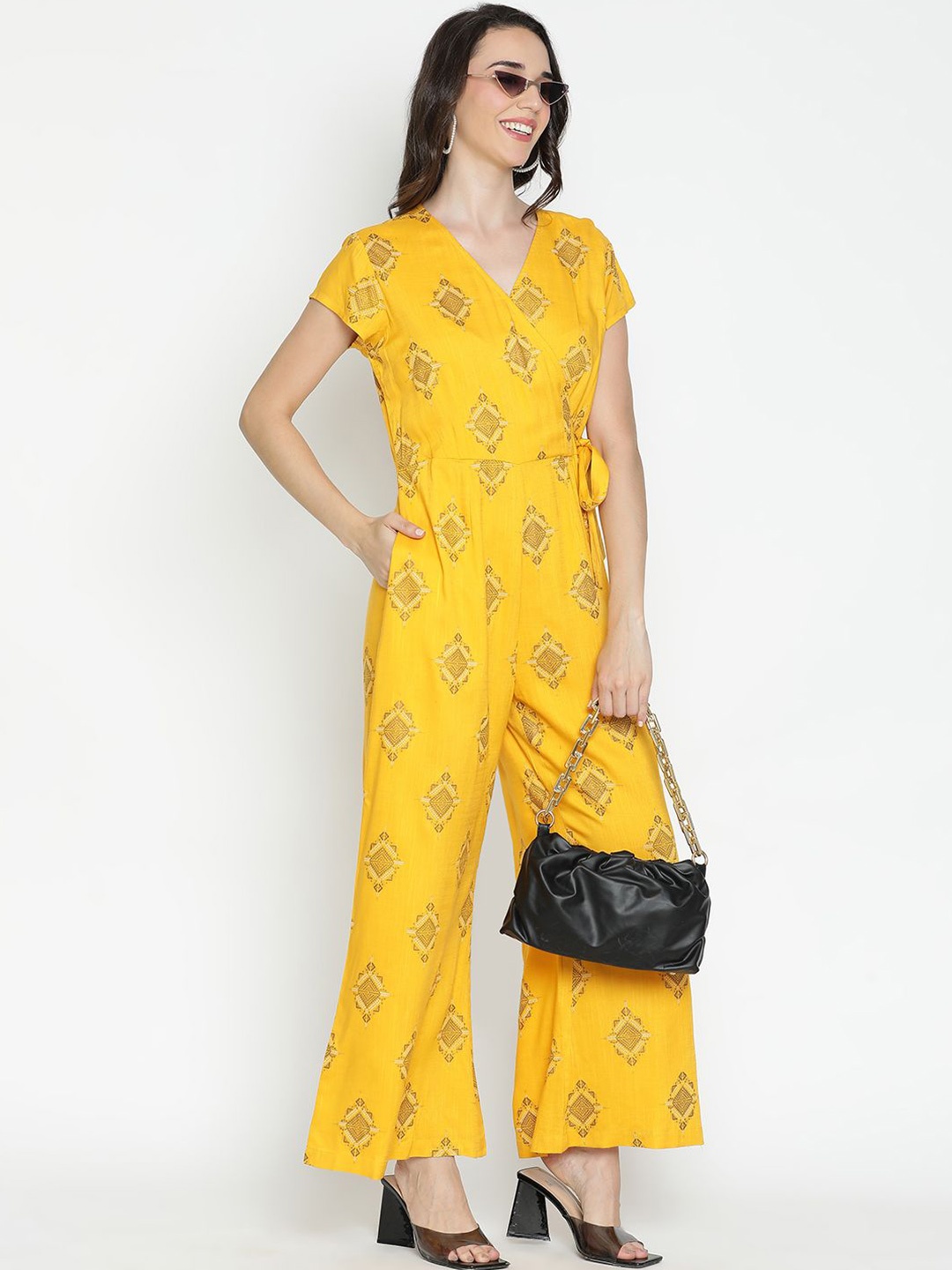 

DRAAX Fashions Printed Basic Jumpsuit, Yellow