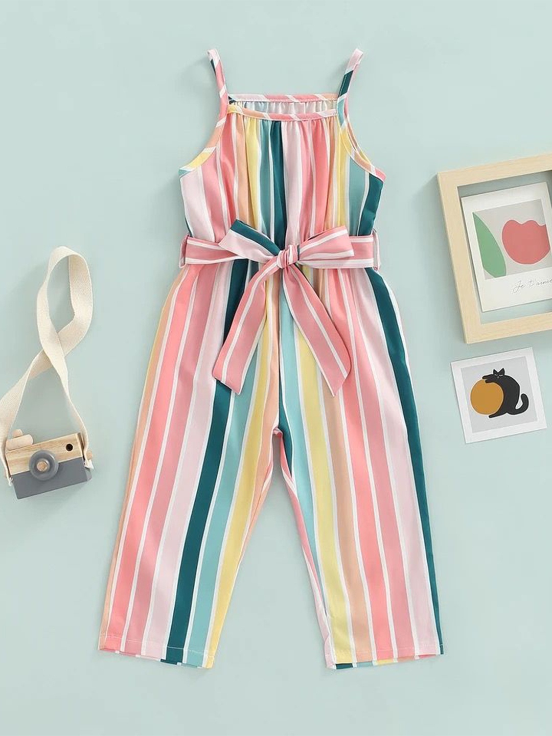 

TrendyKid Girls Striped Basic Jumpsuit, Pink