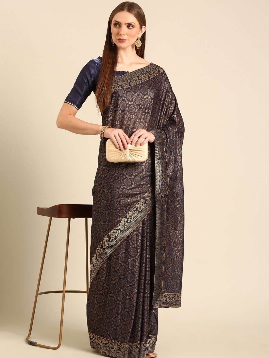 

all about you Woven Design Ethnic Motifs Zari Saree, Blue