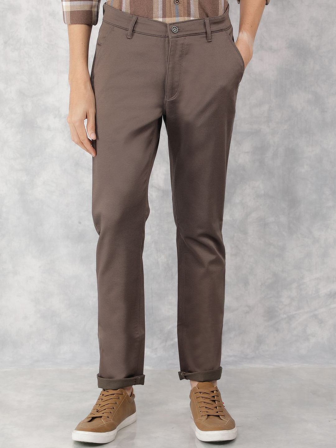

Crimsoune Club Men Smart Slim Fit Trousers, Olive