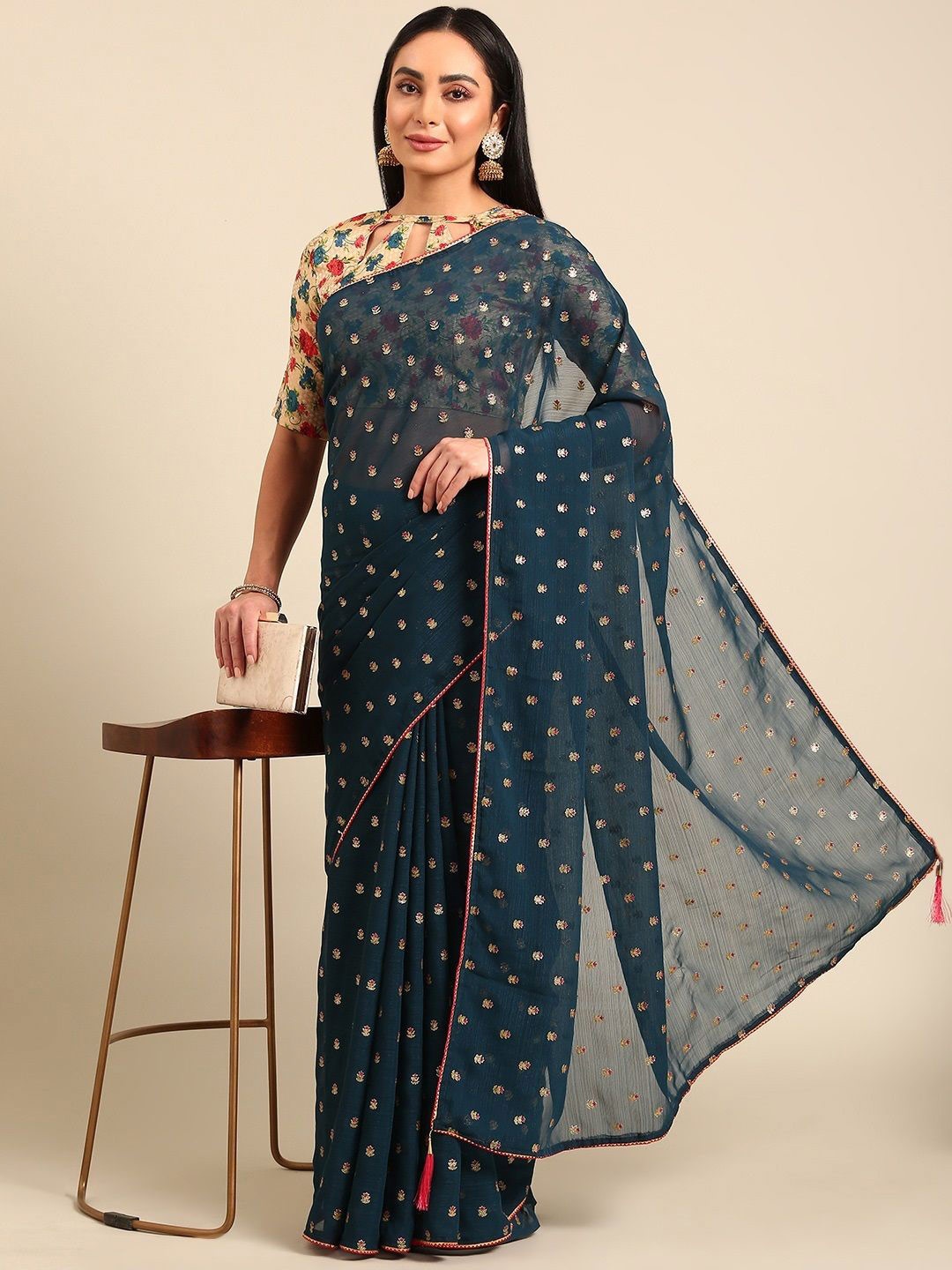 

all about you Woven Design Zari Saree, Blue