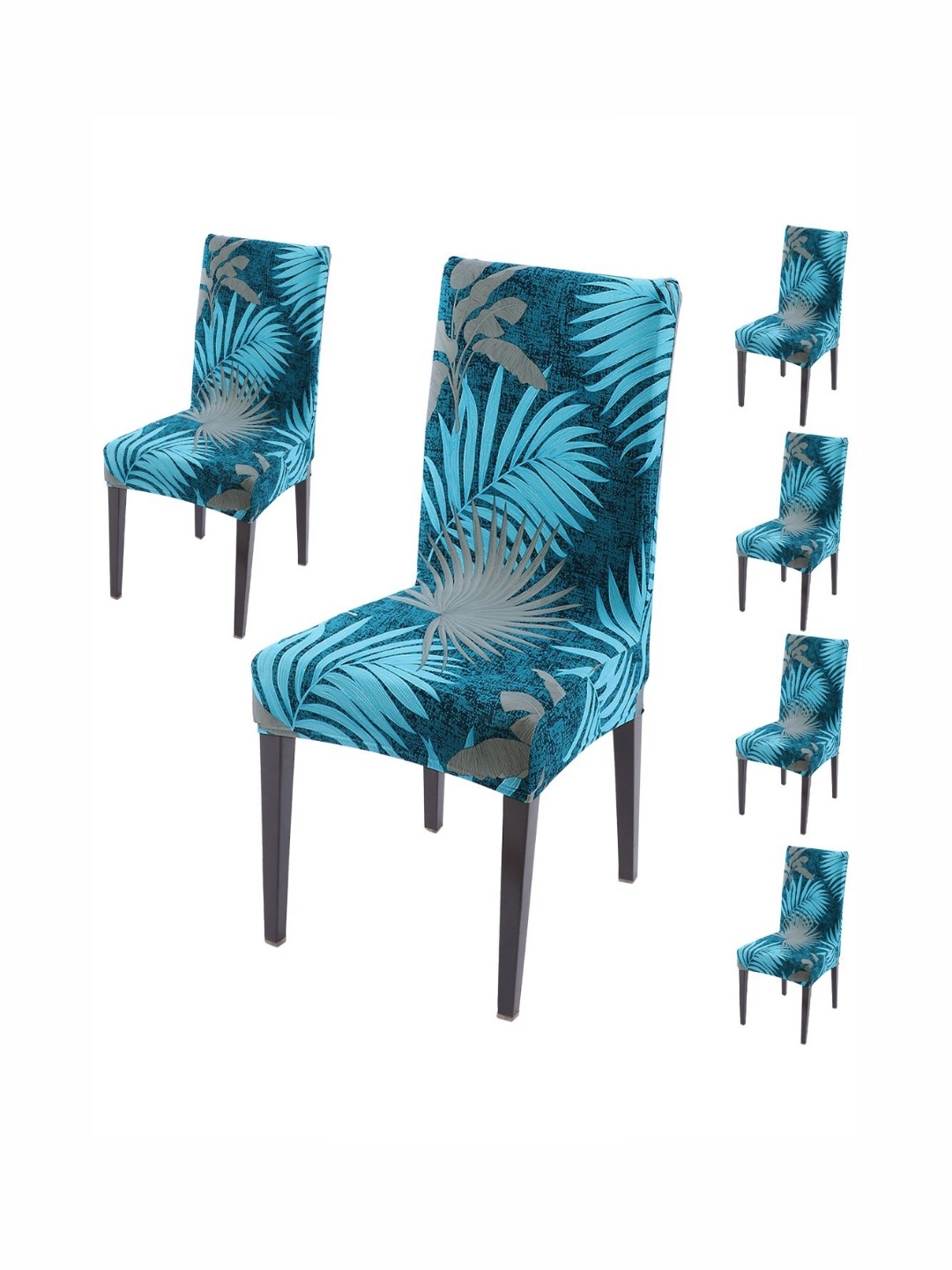 

HOKIPO Set Of 6 Blue Printed Chair Covers