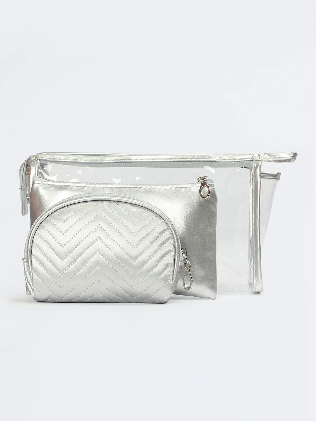 

max Set of 3 Pouch Travel Accessory, Silver