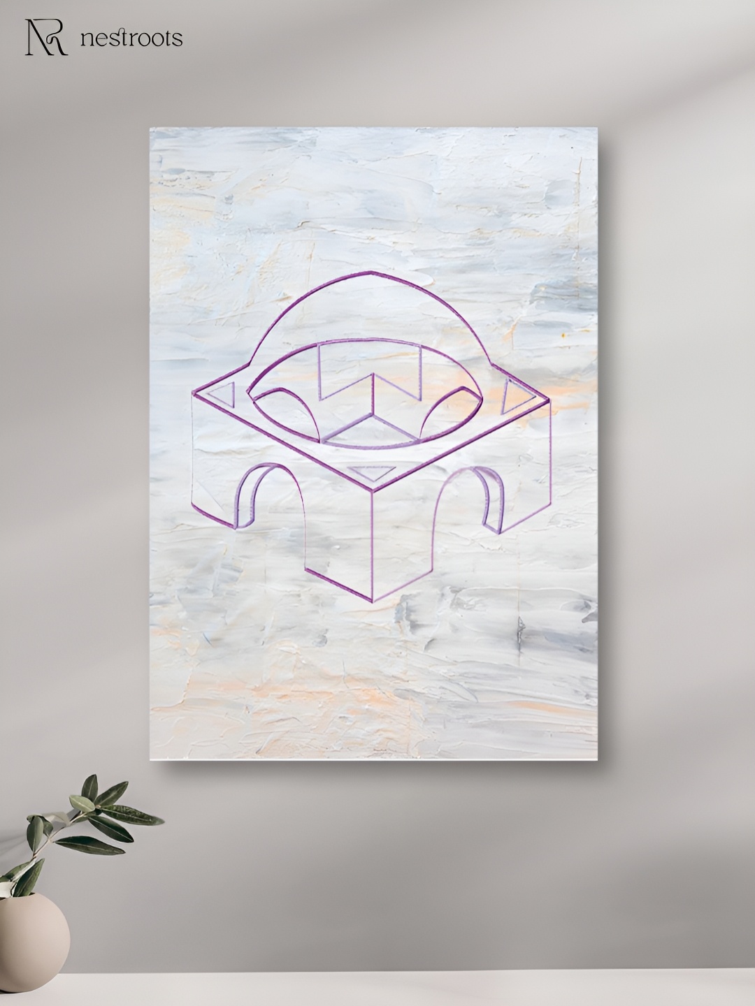 

nestroots White & Purple 1 Piece Canvas Abstract Wall Paintings