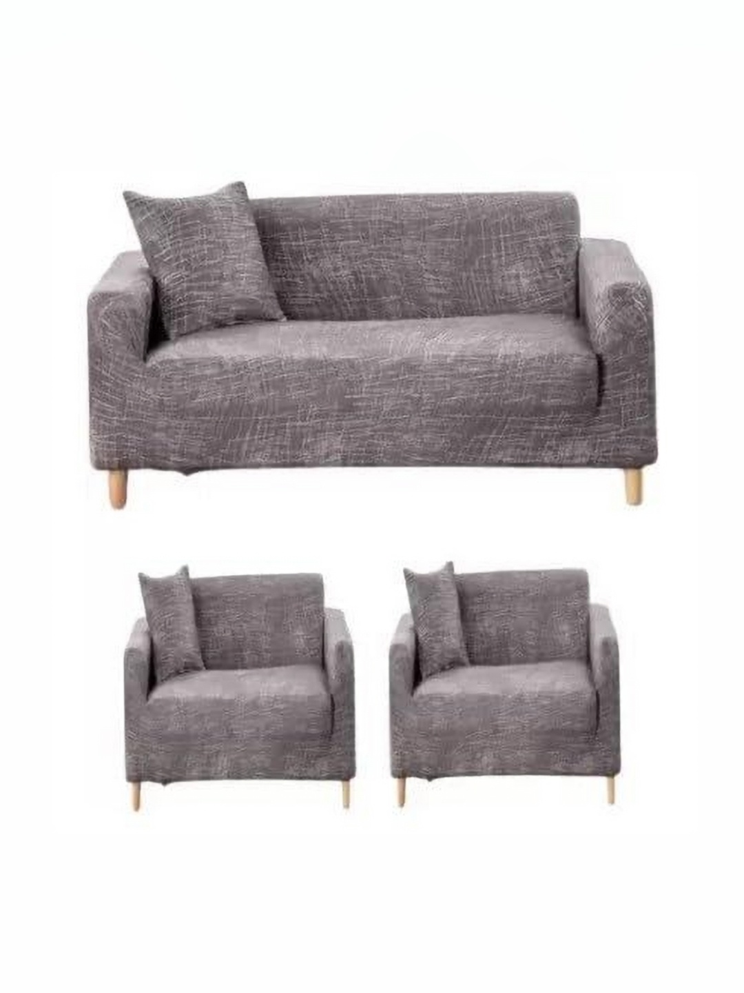 

TONY STARK Brown Polyester 3 Piece Sofa Cover With Arms