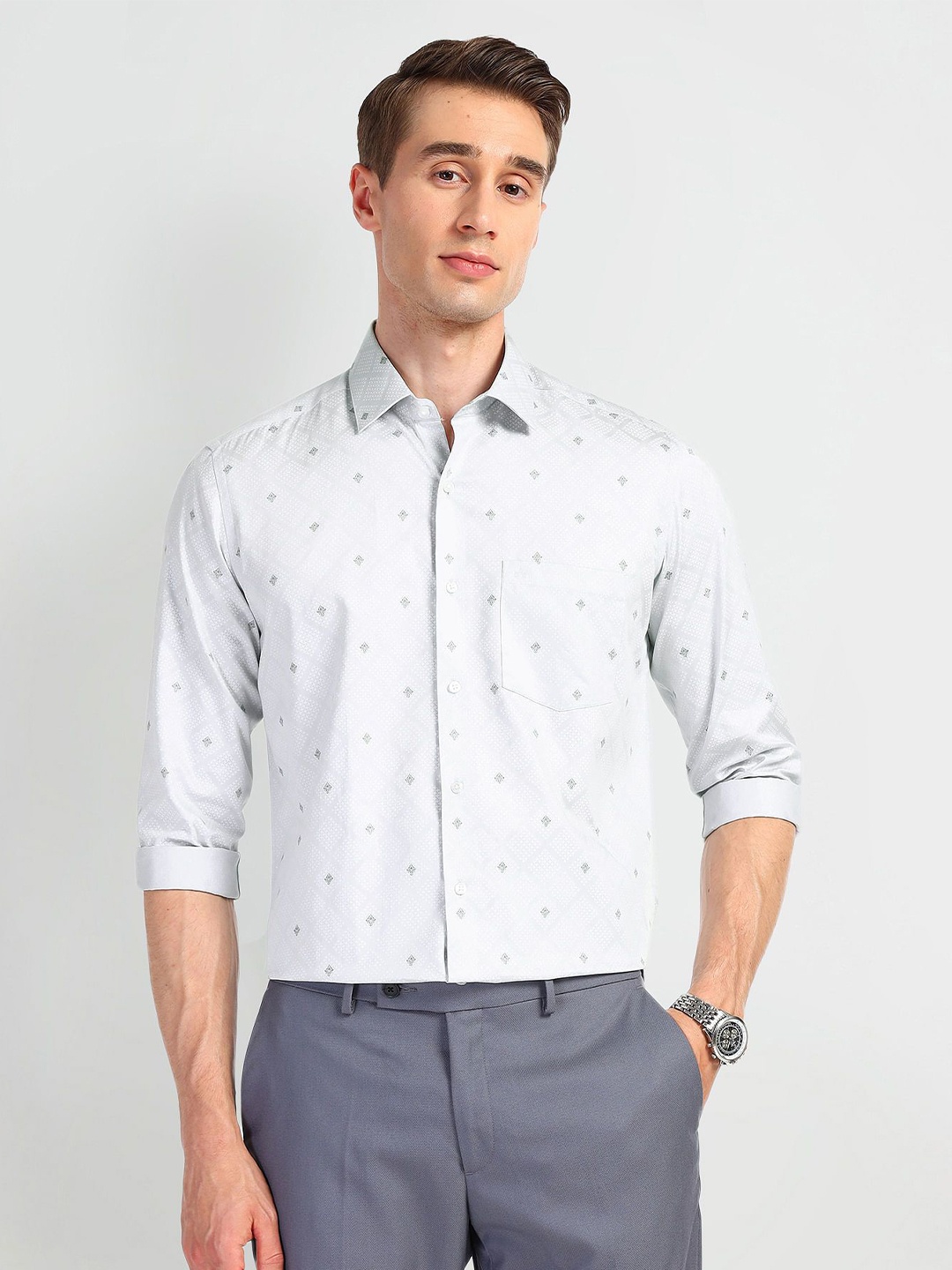 

Arrow Men Slim Fit Opaque Checked Formal Shirt, Blue