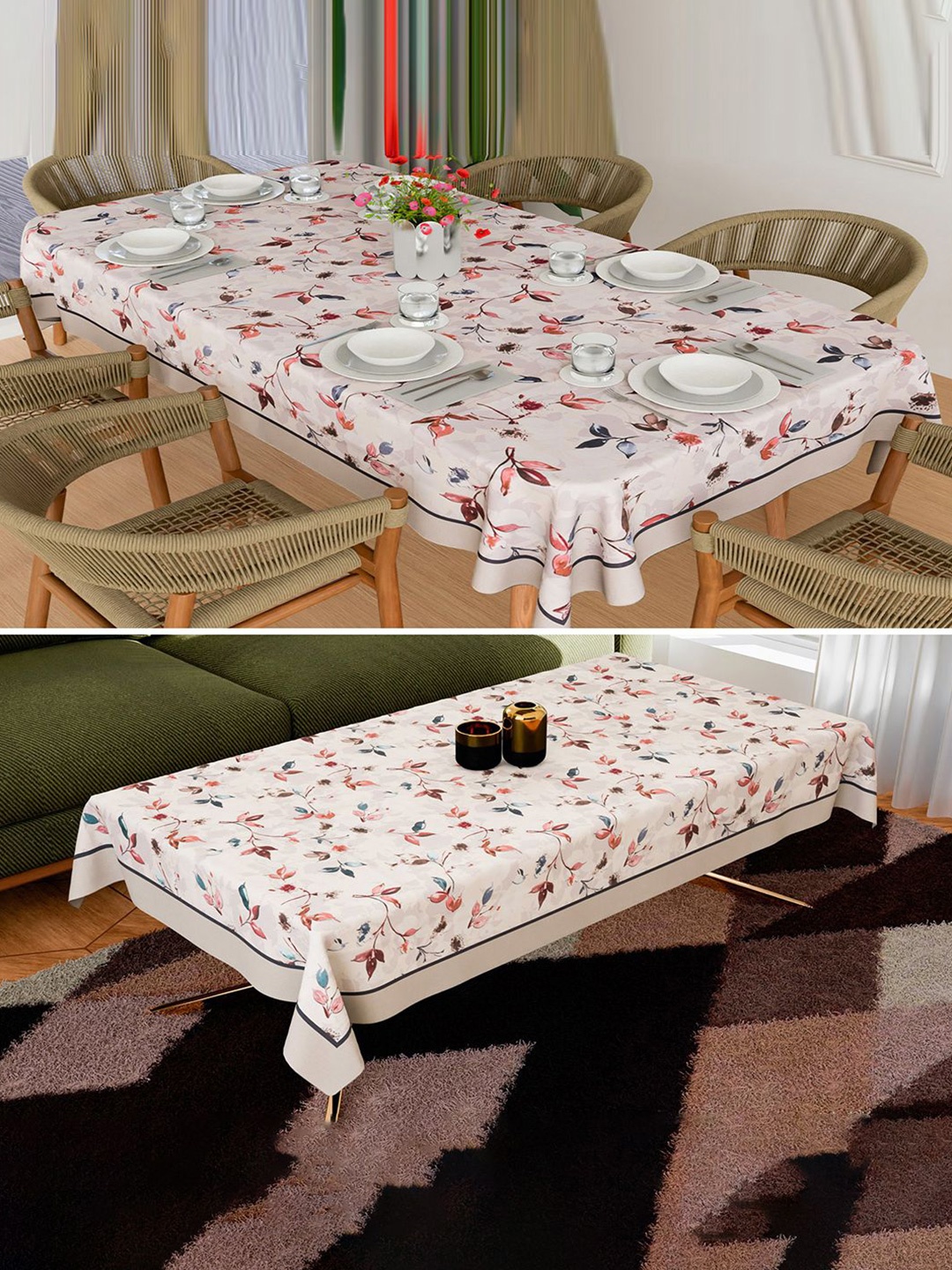 

Kuber Industries Cream-Coloured Set of 2 Waterproof 8-Seater Table Cover
