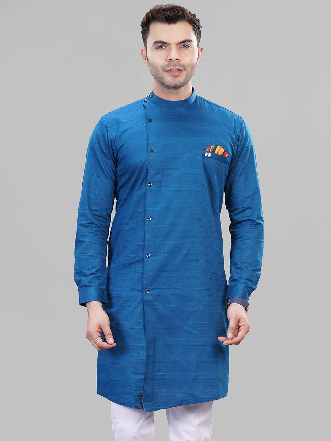 

LA'SCOOT Men Regular Kurta with Pyjamas, Blue