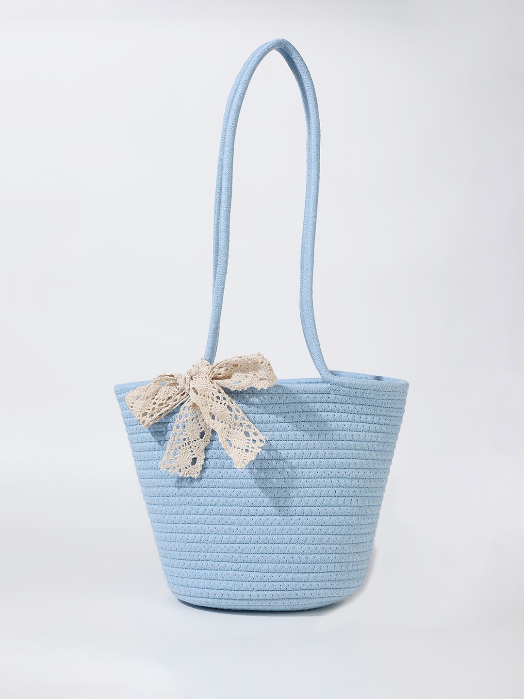 

LULU & SKY Oversized Shopper Handheld Bag with Tasselled, Blue