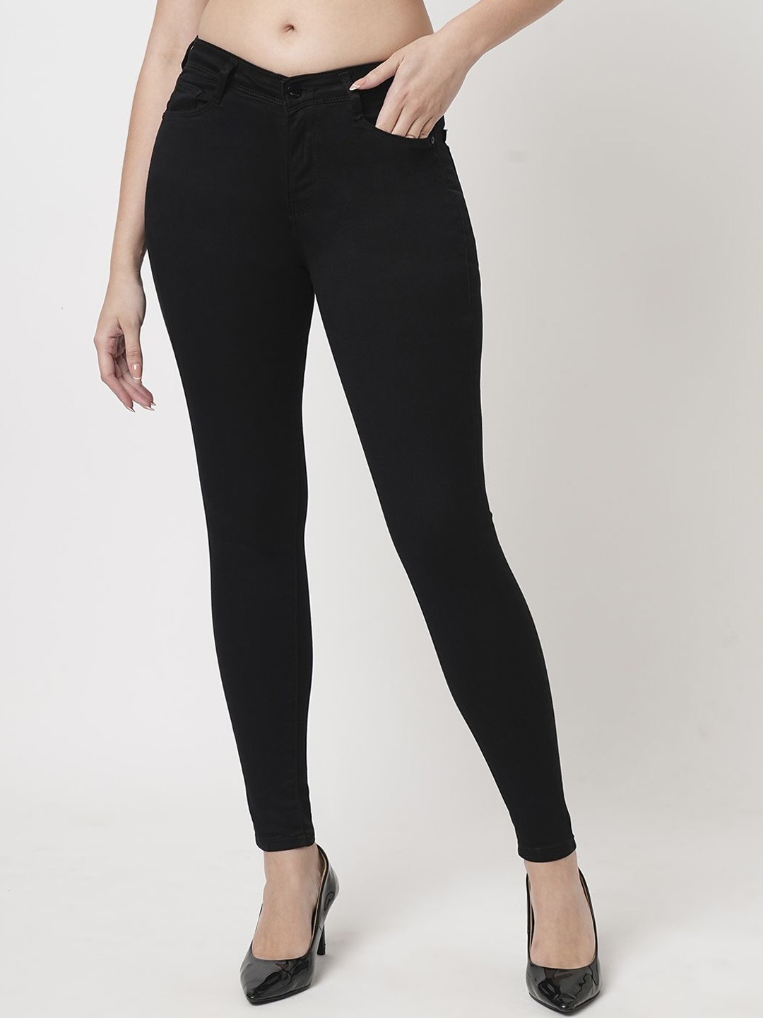 

Kraus Jeans Women Skinny Fit Stretchable Jeans, Black