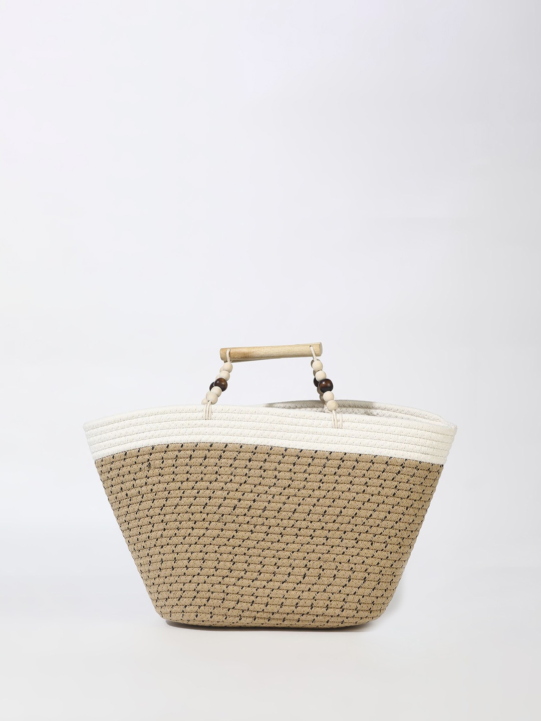 

LULU & SKY Geometric Textured Bucket Handheld Bag, Khaki