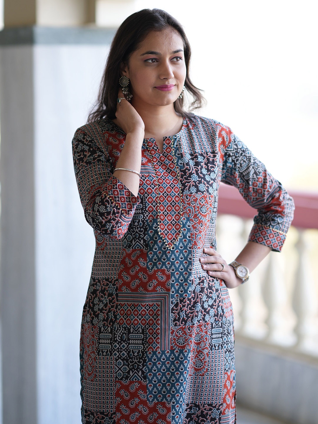 

JAIPURI BUNAAI Women Ethnic Motifs Printed Regular Kurta with Palazzos, Grey