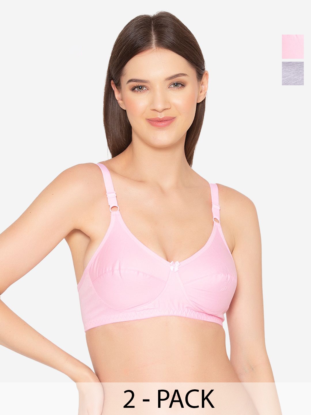 

GROVERSONS Paris Beauty Full Coverage Solid Non Padded Bra Pack of 2, Grey melange
