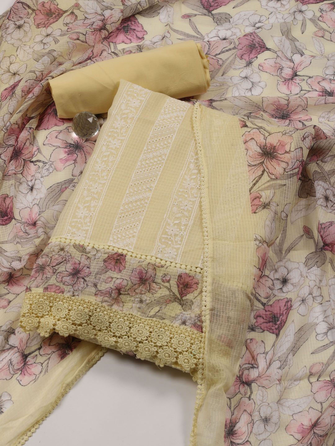 

Meena Bazaar Embroidered Unstitched Dress Material, Yellow