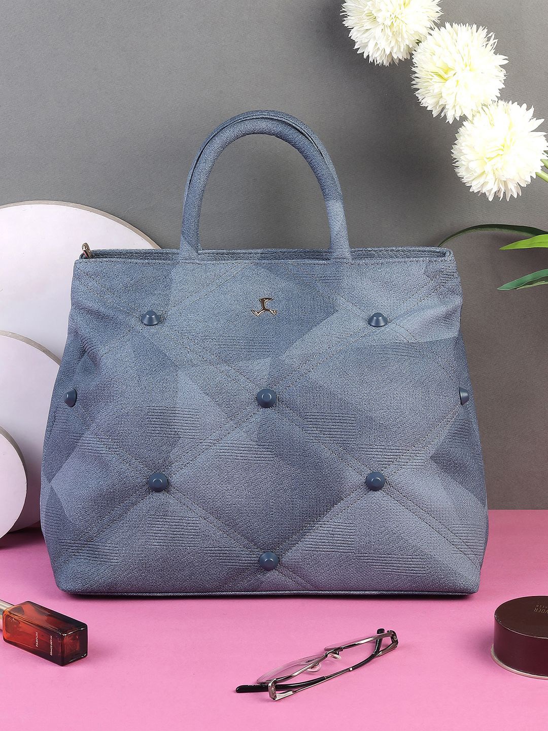 

Mochi Bucket Satchel with Quilted, Blue