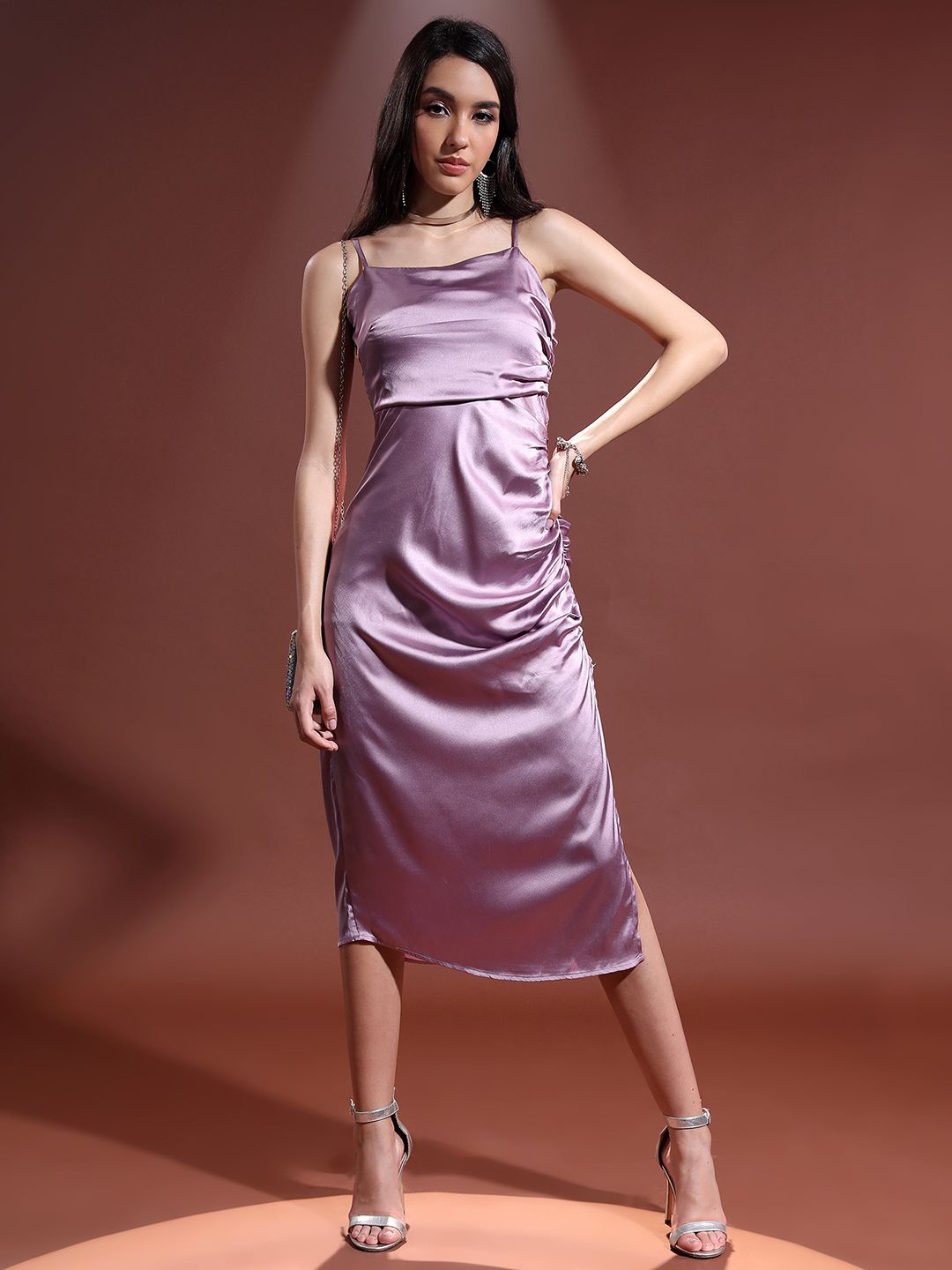 

Tokyo Talkies Satin A-Line Midi Dress, Purple