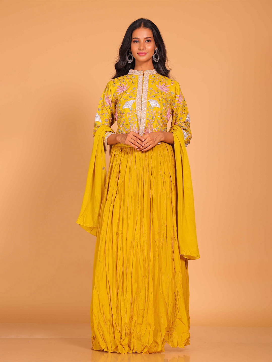 

Morchari Embellished Sequinned Ready to Wear Lehenga & Blouse With Dupatta, Mustard