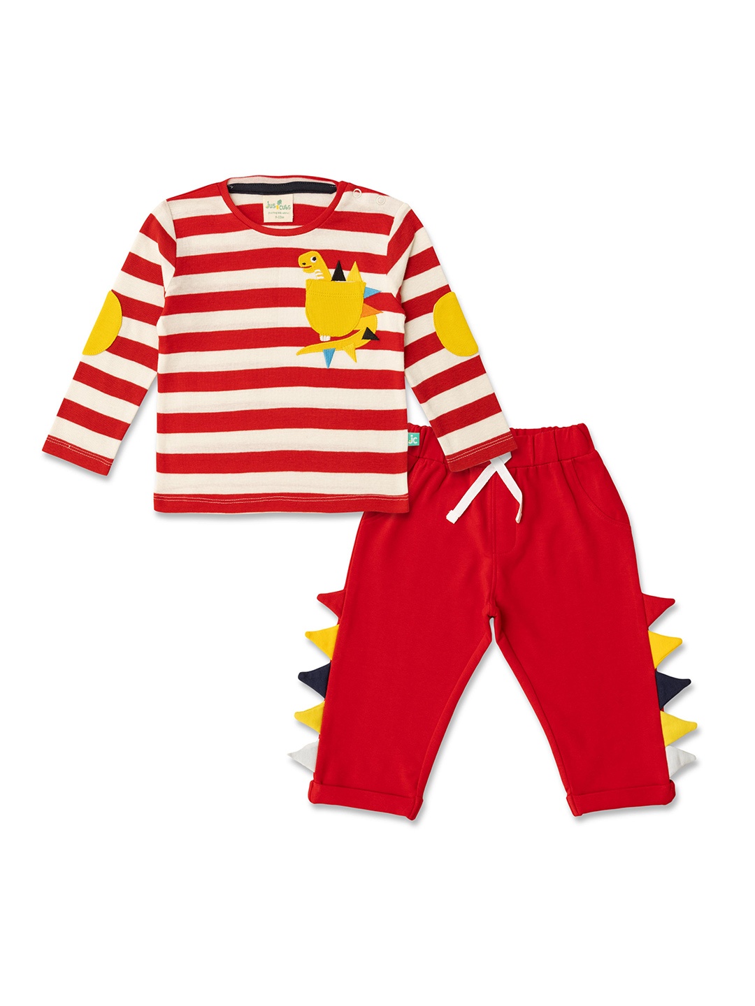 

JusCubs Boys Printed T-shirt with Trousers, Red