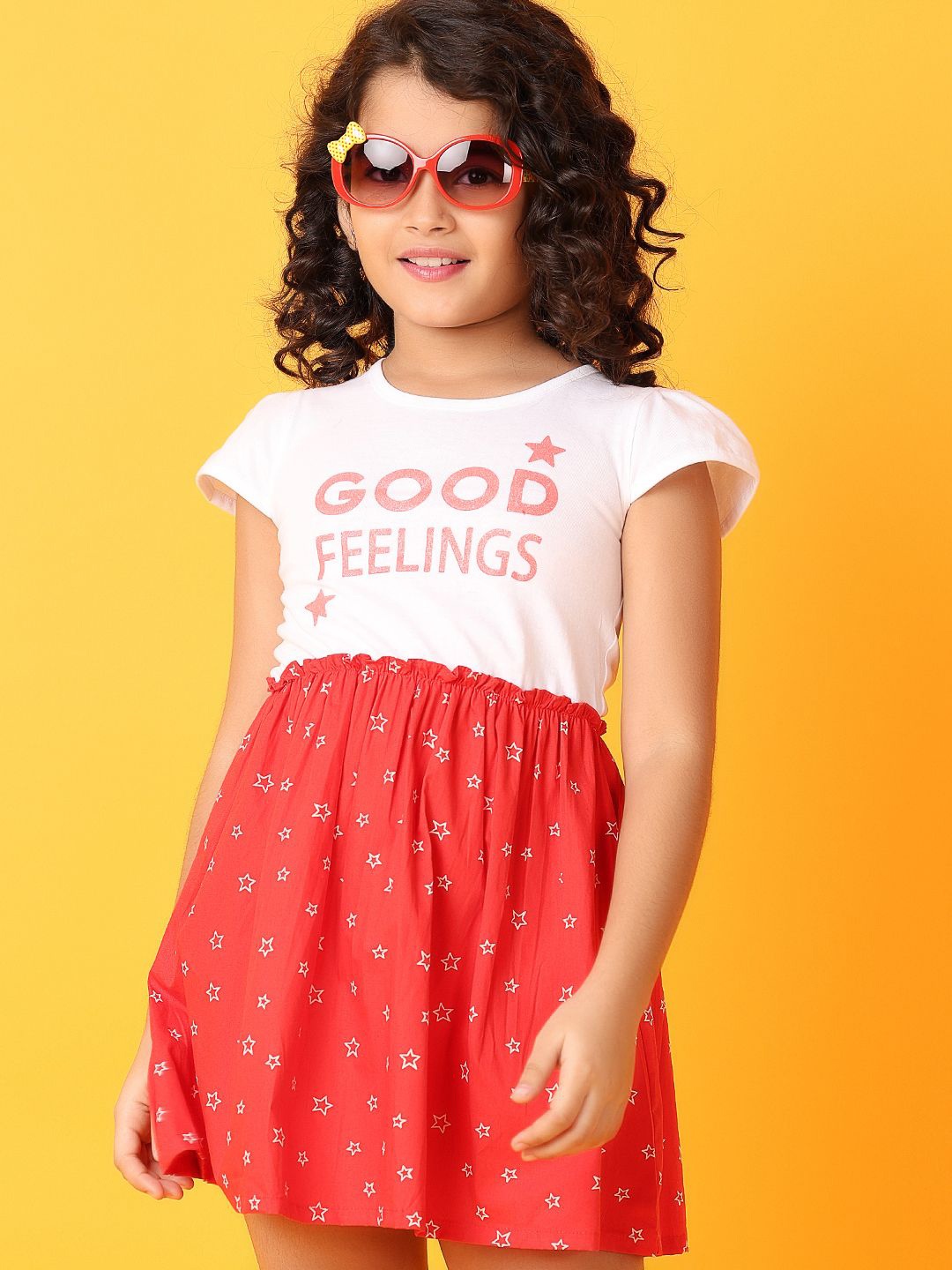 

V-Mart Print Fit & Flare Dress, White