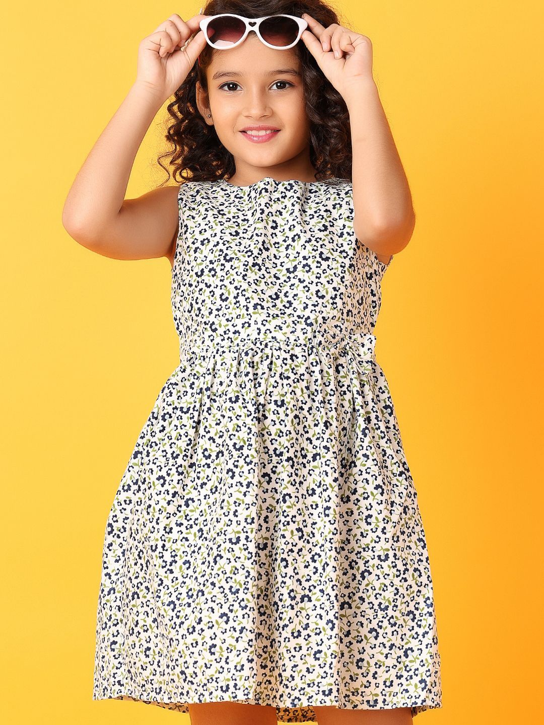 

V-Mart Floral Print Fit & Flare Dress, Off white