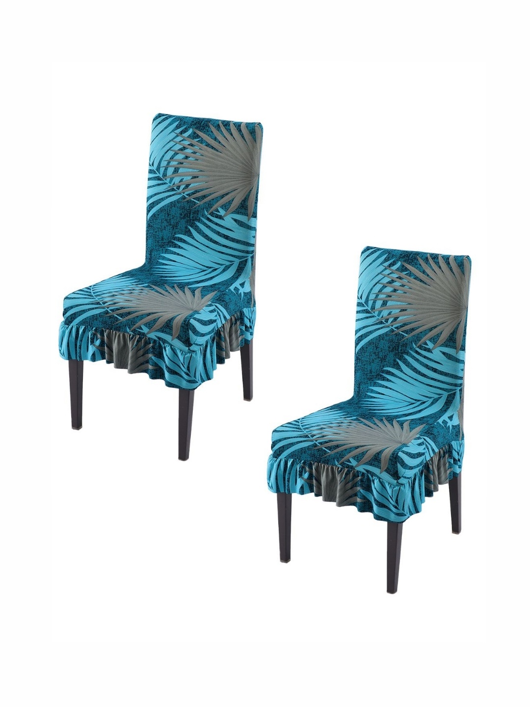 

HOKIPO Set Of 2 Blue Printed Chair Covers