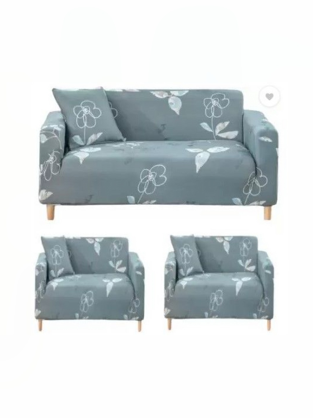 

TONY STARK Grey Polyester 3 Piece Sofa Cover With Arms