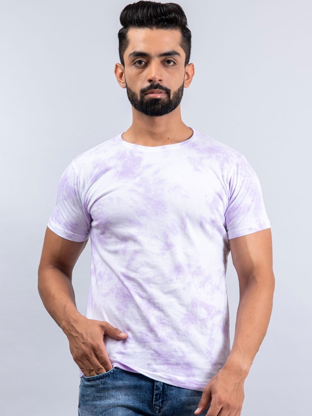 

Tistabene Men Dyed Raw Edge T-shirt, Purple